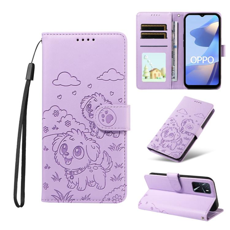 Embossed Heart Dog RFID Blocking Wallet Leather Phone Case, For OPPO Reno12 Pro 5G Global, For OPPO Reno12 Global, For OPPO Reno11 F / F25 Pro, For OPPO Reno11 5G Global, For OPPO Reno11 Pro Global, For OPPO A38 4G Global / A18 4G, For OPPO A58 4G     ...