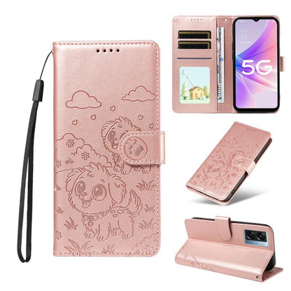 Embossed Heart Dog RFID Blocking Wallet Leather Phone Case, For OPPO Reno12 Pro 5G Global, For OPPO Reno12 Global, For OPPO Reno11 F / F25 Pro, For OPPO Reno11 5G Global, For OPPO Reno11 Pro Global, For OPPO A38 4G Global / A18 4G, For OPPO A58 4G     ...