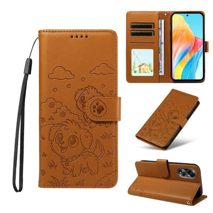 Embossed Heart Dog RFID Blocking Wallet Leather Phone Case, For OPPO Reno12 Pro 5G Global, For OPPO Reno12 Global, For OPPO Reno11 F / F25 Pro, For OPPO Reno11 5G Global, For OPPO Reno11 Pro Global, For OPPO A38 4G Global / A18 4G, For OPPO A58 4G     ...