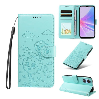 Embossed Heart Dog RFID Blocking Wallet Leather Phone Case, For OPPO Reno12 Pro 5G Global, For OPPO Reno12 Global, For OPPO Reno11 F / F25 Pro, For OPPO Reno11 5G Global, For OPPO Reno11 Pro Global, For OPPO A38 4G Global / A18 4G, For OPPO A58 4G     ...