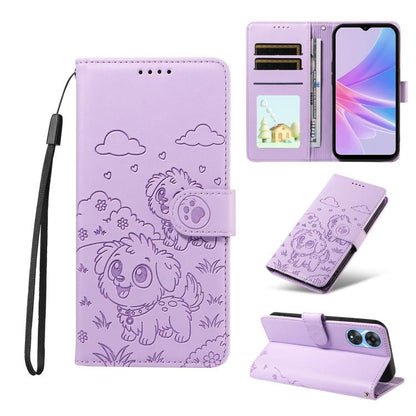 Embossed Heart Dog RFID Blocking Wallet Leather Phone Case, For OPPO Reno12 Pro 5G Global, For OPPO Reno12 Global, For OPPO Reno11 F / F25 Pro, For OPPO Reno11 5G Global, For OPPO Reno11 Pro Global, For OPPO A38 4G Global / A18 4G, For OPPO A58 4G     ...