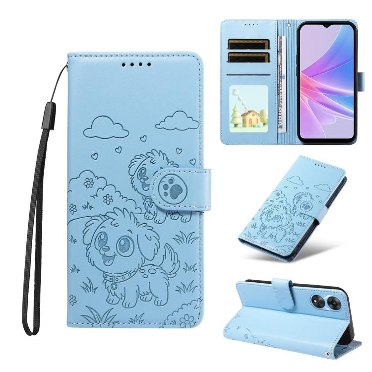 Embossed Heart Dog RFID Blocking Wallet Leather Phone Case, For OPPO Reno12 Pro 5G Global, For OPPO Reno12 Global, For OPPO Reno11 F / F25 Pro, For OPPO Reno11 5G Global, For OPPO Reno11 Pro Global, For OPPO A38 4G Global / A18 4G, For OPPO A58 4G     ...