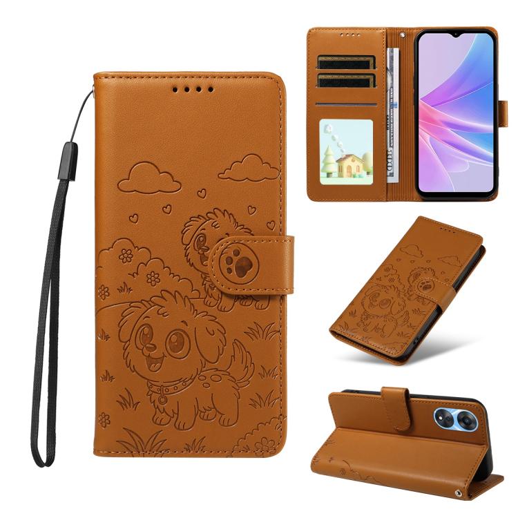 Embossed Heart Dog RFID Blocking Wallet Leather Phone Case, For OPPO Reno12 Pro 5G Global, For OPPO Reno12 Global, For OPPO Reno11 F / F25 Pro, For OPPO Reno11 5G Global, For OPPO Reno11 Pro Global, For OPPO A38 4G Global / A18 4G, For OPPO A58 4G     ...