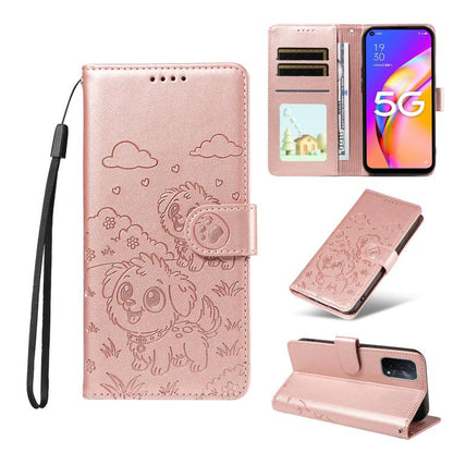 Embossed Heart Dog RFID Blocking Wallet Leather Phone Case, For OPPO Reno12 Pro 5G Global, For OPPO Reno12 Global, For OPPO Reno11 F / F25 Pro, For OPPO Reno11 5G Global, For OPPO Reno11 Pro Global, For OPPO A38 4G Global / A18 4G, For OPPO A58 4G     ...