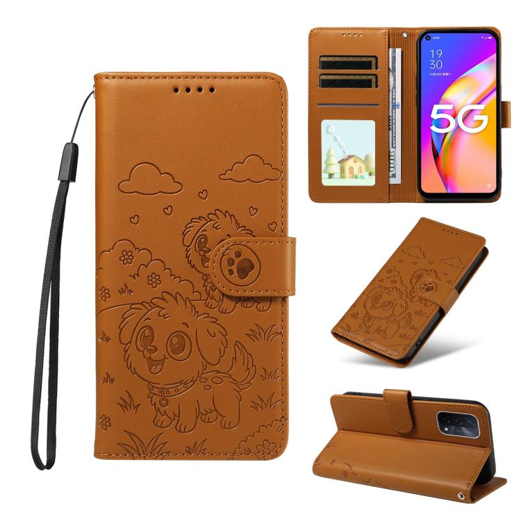 Embossed Heart Dog RFID Blocking Wallet Leather Phone Case, For OPPO Reno12 Pro 5G Global, For OPPO Reno12 Global, For OPPO Reno11 F / F25 Pro, For OPPO Reno11 5G Global, For OPPO Reno11 Pro Global, For OPPO A38 4G Global / A18 4G, For OPPO A58 4G     ...
