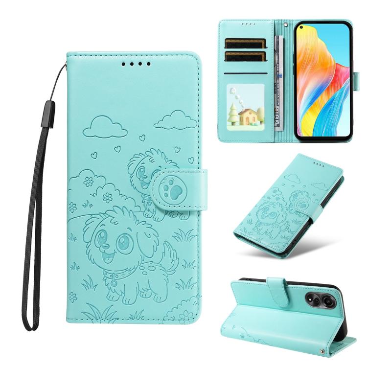 Embossed Heart Dog RFID Blocking Wallet Leather Phone Case, For OPPO Reno12 Pro 5G Global, For OPPO Reno12 Global, For OPPO Reno11 F / F25 Pro, For OPPO Reno11 5G Global, For OPPO Reno11 Pro Global, For OPPO A38 4G Global / A18 4G, For OPPO A58 4G     ...