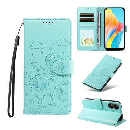 Embossed Heart Dog RFID Blocking Wallet Leather Phone Case, For OPPO Reno12 Pro 5G Global, For OPPO Reno12 Global, For OPPO Reno11 F / F25 Pro, For OPPO Reno11 5G Global, For OPPO Reno11 Pro Global, For OPPO A38 4G Global / A18 4G, For OPPO A58 4G     ...