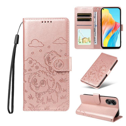 Embossed Heart Dog RFID Blocking Wallet Leather Phone Case, For OPPO Reno12 Pro 5G Global, For OPPO Reno12 Global, For OPPO Reno11 F / F25 Pro, For OPPO Reno11 5G Global, For OPPO Reno11 Pro Global, For OPPO A38 4G Global / A18 4G, For OPPO A58 4G     ...