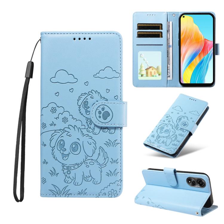 Embossed Heart Dog RFID Blocking Wallet Leather Phone Case, For OPPO Reno12 Pro 5G Global, For OPPO Reno12 Global, For OPPO Reno11 F / F25 Pro, For OPPO Reno11 5G Global, For OPPO Reno11 Pro Global, For OPPO A38 4G Global / A18 4G, For OPPO A58 4G     ...