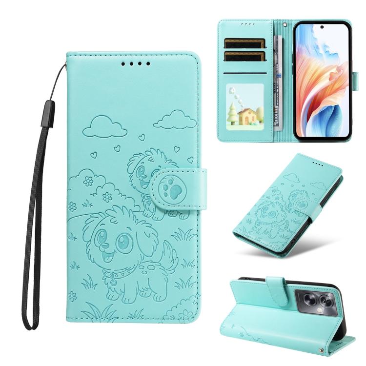 Embossed Heart Dog RFID Blocking Wallet Leather Phone Case, For OPPO A7 Pro Max 5G, For OPPO F33 Pro 5G Global, For OPPO Reno15 F Global, For OPPO Reno15 Global /15C, For OPPO A6 Pro 5G / A6X 5G Global, For OPPO Find X9, For OPPO A6 Pro 4G / 5G Global ...