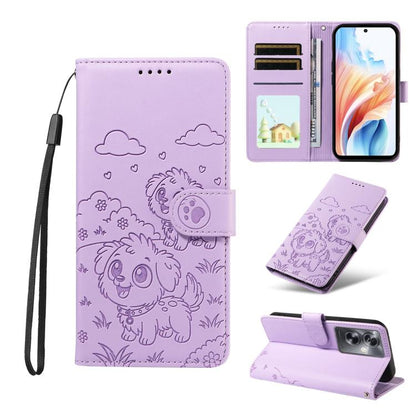 Embossed Heart Dog RFID Blocking Wallet Leather Phone Case, For OPPO A7 Pro Max 5G, For OPPO F33 Pro 5G Global, For OPPO Reno15 F Global, For OPPO Reno15 Global /15C, For OPPO A6 Pro 5G / A6X 5G Global, For OPPO Find X9, For OPPO A6 Pro 4G / 5G Global ...