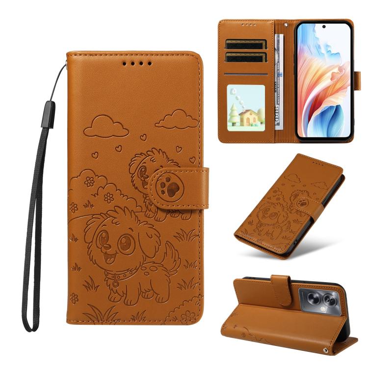 Embossed Heart Dog RFID Blocking Wallet Leather Phone Case, For OPPO A7 Pro Max 5G, For OPPO F33 Pro 5G Global, For OPPO Reno15 F Global, For OPPO Reno15 Global /15C, For OPPO A6 Pro 5G / A6X 5G Global, For OPPO Find X9, For OPPO A6 Pro 4G / 5G Global ...