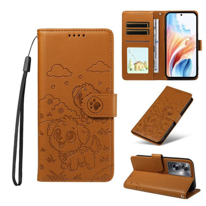 Embossed Heart Dog RFID Blocking Wallet Leather Phone Case, For OPPO A7 Pro Max 5G, For OPPO F33 Pro 5G Global, For OPPO Reno15 F Global, For OPPO Reno15 Global /15C, For OPPO A6 Pro 5G / A6X 5G Global, For OPPO Find X9, For OPPO A6 Pro 4G / 5G Global ...