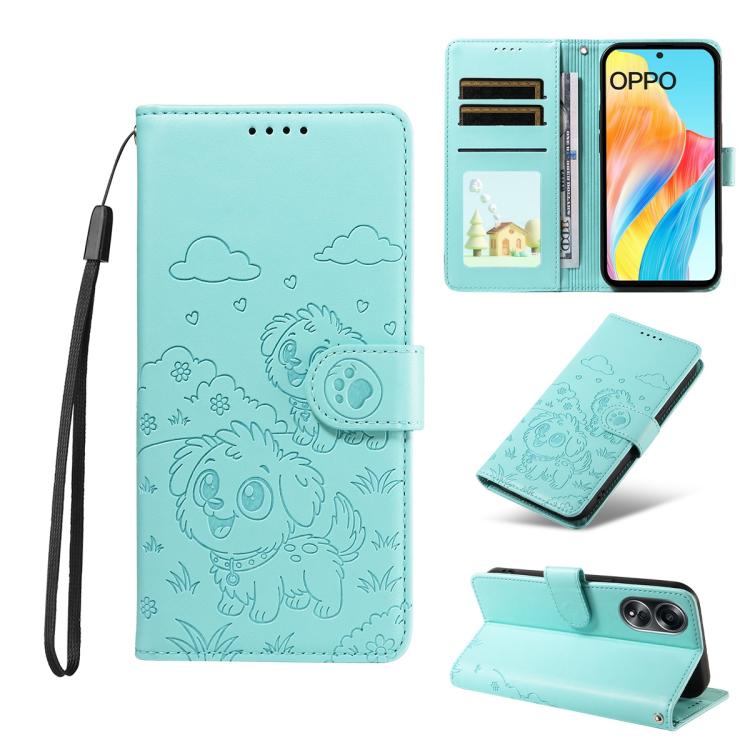 Embossed Heart Dog RFID Blocking Wallet Leather Phone Case, For OPPO Reno12 Pro 5G Global, For OPPO Reno12 Global, For OPPO Reno11 F / F25 Pro, For OPPO Reno11 5G Global, For OPPO Reno11 Pro Global, For OPPO A38 4G Global / A18 4G, For OPPO A58 4G     ...
