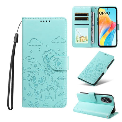 Embossed Heart Dog RFID Blocking Wallet Leather Phone Case, For OPPO Reno12 Pro 5G Global, For OPPO Reno12 Global, For OPPO Reno11 F / F25 Pro, For OPPO Reno11 5G Global, For OPPO Reno11 Pro Global, For OPPO A38 4G Global / A18 4G, For OPPO A58 4G     ...