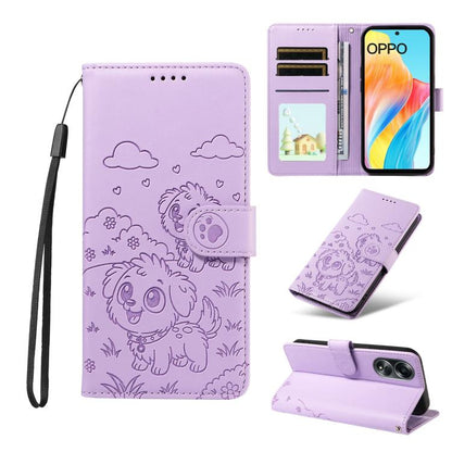 Embossed Heart Dog RFID Blocking Wallet Leather Phone Case, For OPPO Reno12 Pro 5G Global, For OPPO Reno12 Global, For OPPO Reno11 F / F25 Pro, For OPPO Reno11 5G Global, For OPPO Reno11 Pro Global, For OPPO A38 4G Global / A18 4G, For OPPO A58 4G     ...