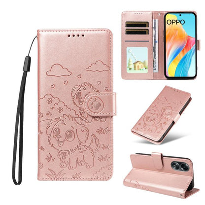 Embossed Heart Dog RFID Blocking Wallet Leather Phone Case, For OPPO Reno12 Pro 5G Global, For OPPO Reno12 Global, For OPPO Reno11 F / F25 Pro, For OPPO Reno11 5G Global, For OPPO Reno11 Pro Global, For OPPO A38 4G Global / A18 4G, For OPPO A58 4G     ...