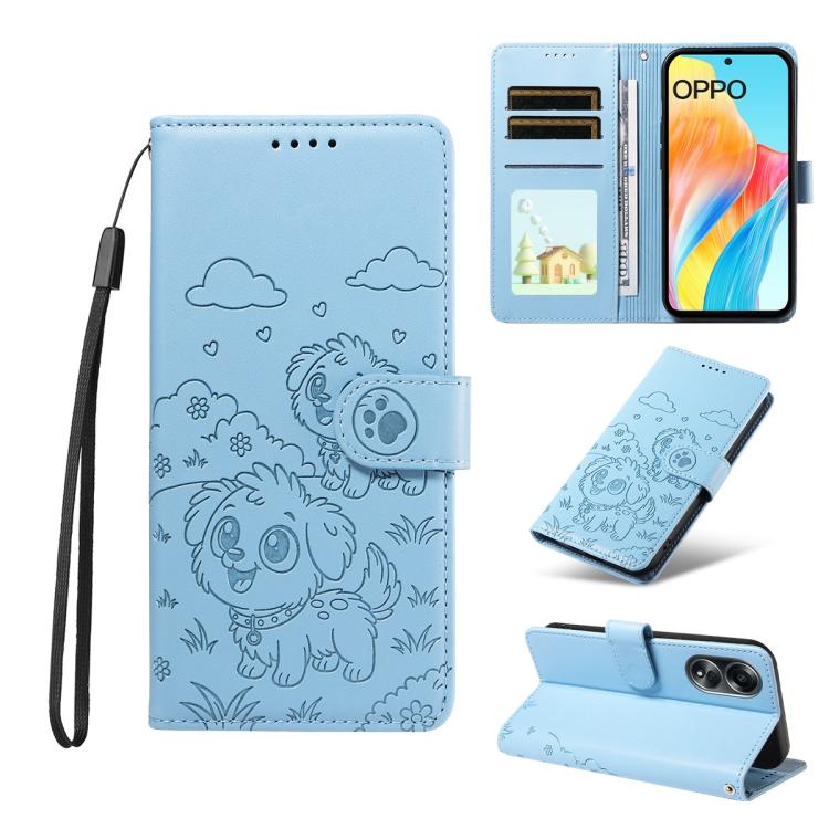 Embossed Heart Dog RFID Blocking Wallet Leather Phone Case, For OPPO Reno12 Pro 5G Global, For OPPO Reno12 Global, For OPPO Reno11 F / F25 Pro, For OPPO Reno11 5G Global, For OPPO Reno11 Pro Global, For OPPO A38 4G Global / A18 4G, For OPPO A58 4G     ...