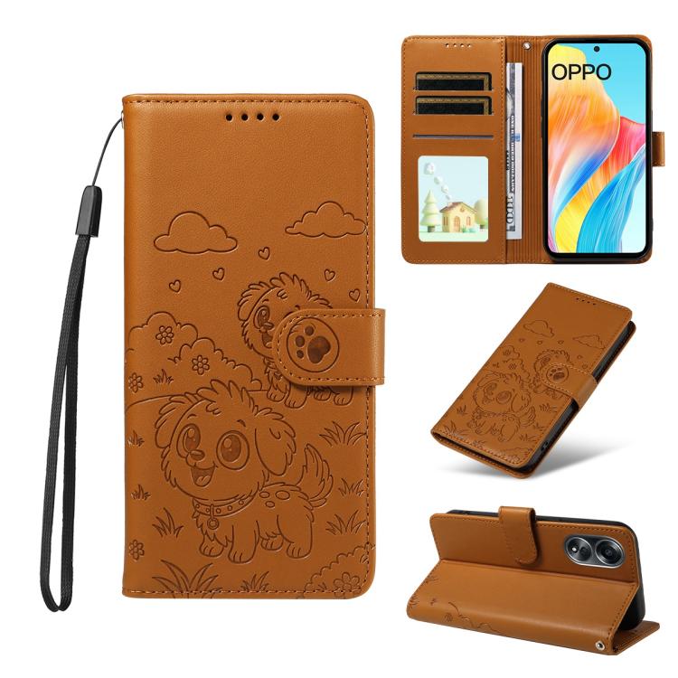 Embossed Heart Dog RFID Blocking Wallet Leather Phone Case, For OPPO Reno12 Pro 5G Global, For OPPO Reno12 Global, For OPPO Reno11 F / F25 Pro, For OPPO Reno11 5G Global, For OPPO Reno11 Pro Global, For OPPO A38 4G Global / A18 4G, For OPPO A58 4G     ...