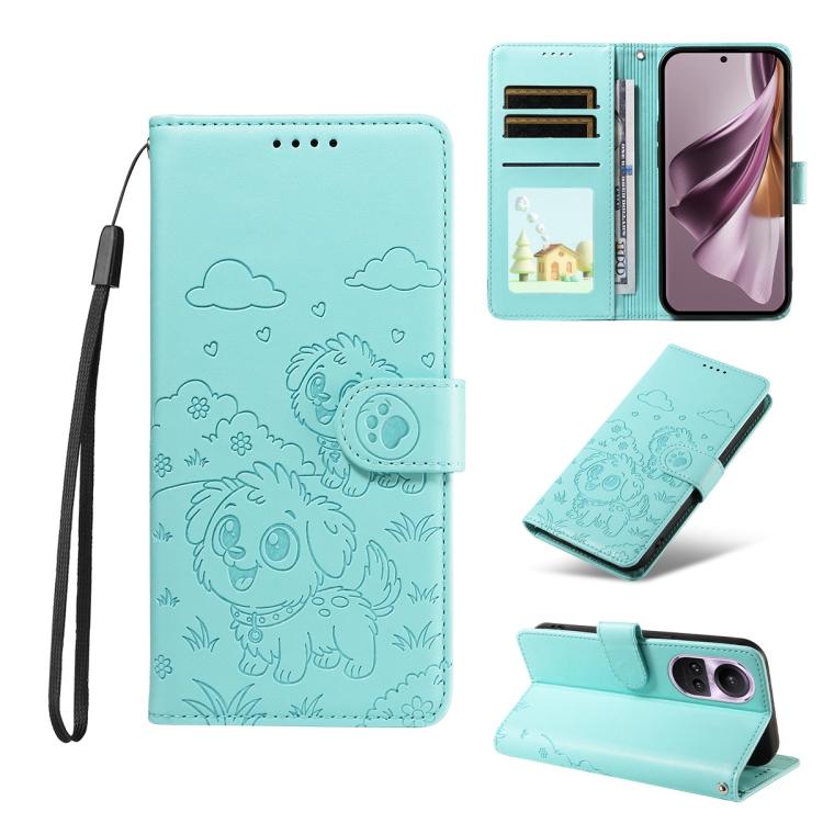Embossed Heart Dog RFID Blocking Wallet Leather Phone Case, For OPPO Reno12 Pro 5G Global, For OPPO Reno12 Global, For OPPO Reno11 F / F25 Pro, For OPPO Reno11 5G Global, For OPPO Reno11 Pro Global, For OPPO A38 4G Global / A18 4G, For OPPO A58 4G     ...