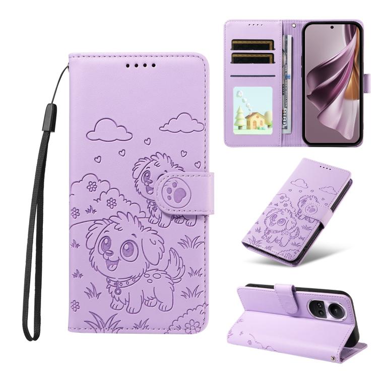Embossed Heart Dog RFID Blocking Wallet Leather Phone Case, For OPPO Reno12 Pro 5G Global, For OPPO Reno12 Global, For OPPO Reno11 F / F25 Pro, For OPPO Reno11 5G Global, For OPPO Reno11 Pro Global, For OPPO A38 4G Global / A18 4G, For OPPO A58 4G     ...