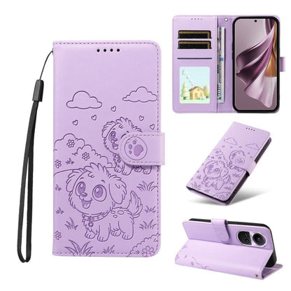 Embossed Heart Dog RFID Blocking Wallet Leather Phone Case, For OPPO Reno12 Pro 5G Global, For OPPO Reno12 Global, For OPPO Reno11 F / F25 Pro, For OPPO Reno11 5G Global, For OPPO Reno11 Pro Global, For OPPO A38 4G Global / A18 4G, For OPPO A58 4G     ...