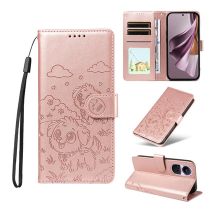 Embossed Heart Dog RFID Blocking Wallet Leather Phone Case, For OPPO Reno12 Pro 5G Global, For OPPO Reno12 Global, For OPPO Reno11 F / F25 Pro, For OPPO Reno11 5G Global, For OPPO Reno11 Pro Global, For OPPO A38 4G Global / A18 4G, For OPPO A58 4G     ...