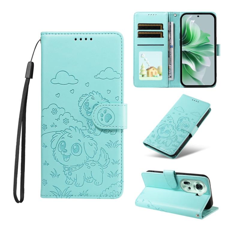 Embossed Heart Dog RFID Blocking Wallet Leather Phone Case, For OPPO Reno12 Pro 5G Global, For OPPO Reno12 Global, For OPPO Reno11 F / F25 Pro, For OPPO Reno11 5G Global, For OPPO Reno11 Pro Global, For OPPO A38 4G Global / A18 4G, For OPPO A58 4G     ...