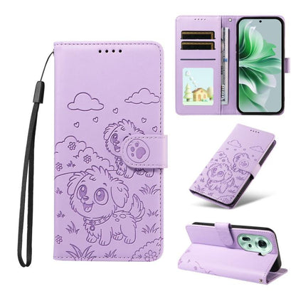 Embossed Heart Dog RFID Blocking Wallet Leather Phone Case, For OPPO Reno12 Pro 5G Global, For OPPO Reno12 Global, For OPPO Reno11 F / F25 Pro, For OPPO Reno11 5G Global, For OPPO Reno11 Pro Global, For OPPO A38 4G Global / A18 4G, For OPPO A58 4G     ...