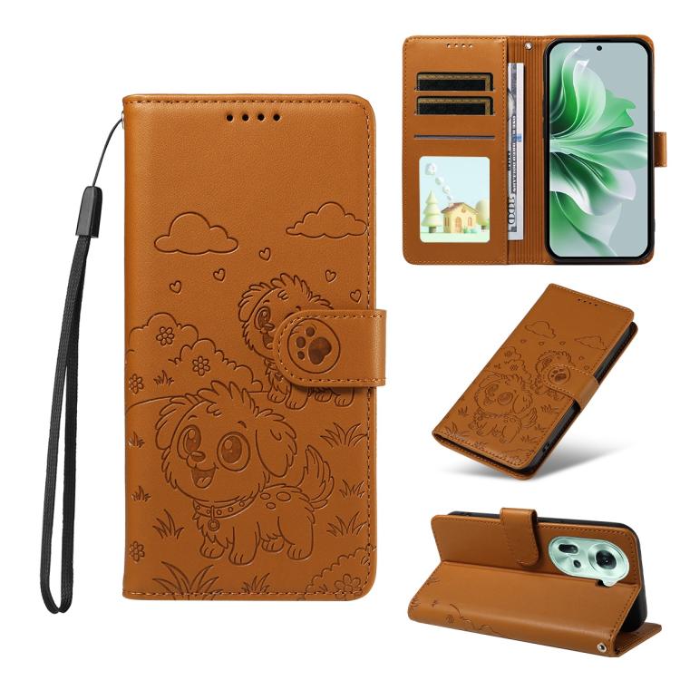 Embossed Heart Dog RFID Blocking Wallet Leather Phone Case, For OPPO Reno12 Pro 5G Global, For OPPO Reno12 Global, For OPPO Reno11 F / F25 Pro, For OPPO Reno11 5G Global, For OPPO Reno11 Pro Global, For OPPO A38 4G Global / A18 4G, For OPPO A58 4G     ...