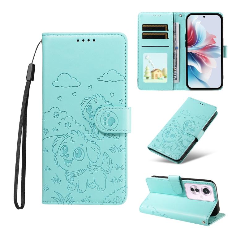 Embossed Heart Dog RFID Blocking Wallet Leather Phone Case, For OPPO Reno12 Pro 5G Global, For OPPO Reno12 Global, For OPPO Reno11 F / F25 Pro, For OPPO Reno11 5G Global, For OPPO Reno11 Pro Global, For OPPO A38 4G Global / A18 4G, For OPPO A58 4G     ...