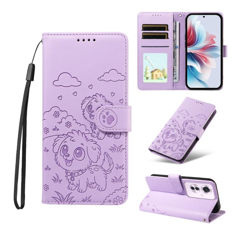 Embossed Heart Dog RFID Blocking Wallet Leather Phone Case, For OPPO Reno12 Pro 5G Global, For OPPO Reno12 Global, For OPPO Reno11 F / F25 Pro, For OPPO Reno11 5G Global, For OPPO Reno11 Pro Global, For OPPO A38 4G Global / A18 4G, For OPPO A58 4G     ...