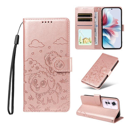 Embossed Heart Dog RFID Blocking Wallet Leather Phone Case, For OPPO Reno12 Pro 5G Global, For OPPO Reno12 Global, For OPPO Reno11 F / F25 Pro, For OPPO Reno11 5G Global, For OPPO Reno11 Pro Global, For OPPO A38 4G Global / A18 4G, For OPPO A58 4G     ...