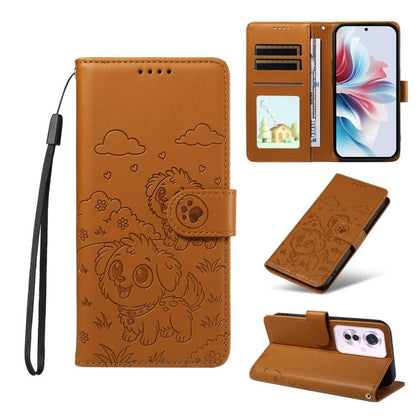Embossed Heart Dog RFID Blocking Wallet Leather Phone Case, For OPPO Reno12 Pro 5G Global, For OPPO Reno12 Global, For OPPO Reno11 F / F25 Pro, For OPPO Reno11 5G Global, For OPPO Reno11 Pro Global, For OPPO A38 4G Global / A18 4G, For OPPO A58 4G     ...