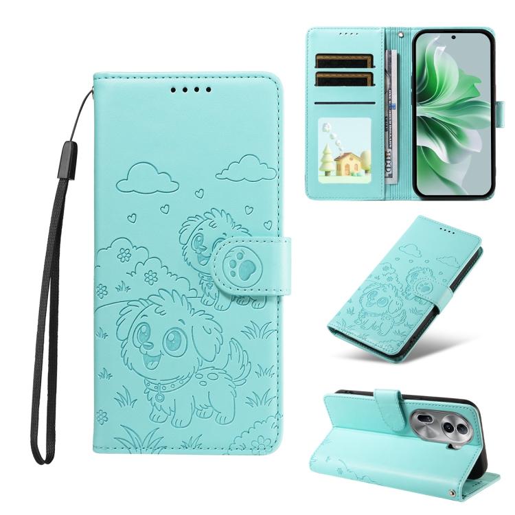 Embossed Heart Dog RFID Blocking Wallet Leather Phone Case, For OPPO Reno12 Pro 5G Global, For OPPO Reno12 Global, For OPPO Reno11 F / F25 Pro, For OPPO Reno11 5G Global, For OPPO Reno11 Pro Global, For OPPO A38 4G Global / A18 4G, For OPPO A58 4G     ...