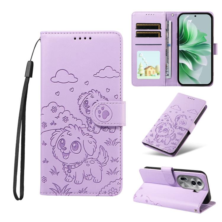 Embossed Heart Dog RFID Blocking Wallet Leather Phone Case, For OPPO Reno12 Pro 5G Global, For OPPO Reno12 Global, For OPPO Reno11 F / F25 Pro, For OPPO Reno11 5G Global, For OPPO Reno11 Pro Global, For OPPO A38 4G Global / A18 4G, For OPPO A58 4G     ...