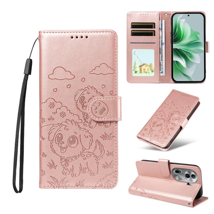Embossed Heart Dog RFID Blocking Wallet Leather Phone Case, For OPPO Reno12 Pro 5G Global, For OPPO Reno12 Global, For OPPO Reno11 F / F25 Pro, For OPPO Reno11 5G Global, For OPPO Reno11 Pro Global, For OPPO A38 4G Global / A18 4G, For OPPO A58 4G     ...