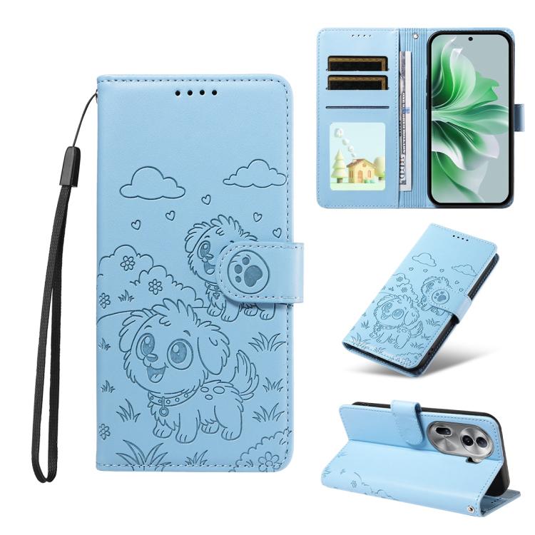 Embossed Heart Dog RFID Blocking Wallet Leather Phone Case, For OPPO Reno12 Pro 5G Global, For OPPO Reno12 Global, For OPPO Reno11 F / F25 Pro, For OPPO Reno11 5G Global, For OPPO Reno11 Pro Global, For OPPO A38 4G Global / A18 4G, For OPPO A58 4G     ...