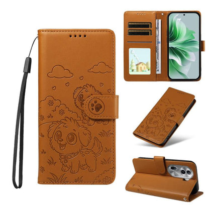 Embossed Heart Dog RFID Blocking Wallet Leather Phone Case, For OPPO Reno12 Pro 5G Global, For OPPO Reno12 Global, For OPPO Reno11 F / F25 Pro, For OPPO Reno11 5G Global, For OPPO Reno11 Pro Global, For OPPO A38 4G Global / A18 4G, For OPPO A58 4G     ...