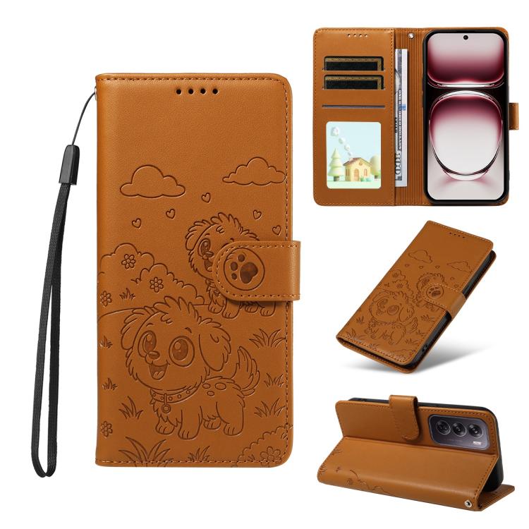 Embossed Heart Dog RFID Blocking Wallet Leather Phone Case, For OPPO Reno12 Pro 5G Global, For OPPO Reno12 Global, For OPPO Reno11 F / F25 Pro, For OPPO Reno11 5G Global, For OPPO Reno11 Pro Global, For OPPO A38 4G Global / A18 4G, For OPPO A58 4G     ...