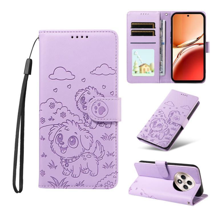 Embossed Heart Dog RFID Blocking Wallet Leather Phone Case, For OPPO A7 Pro Max 5G, For OPPO F33 Pro 5G Global, For OPPO Reno15 F Global, For OPPO Reno15 Global /15C, For OPPO A6 Pro 5G / A6X 5G Global, For OPPO Find X9, For OPPO A6 Pro 4G / 5G Global ...