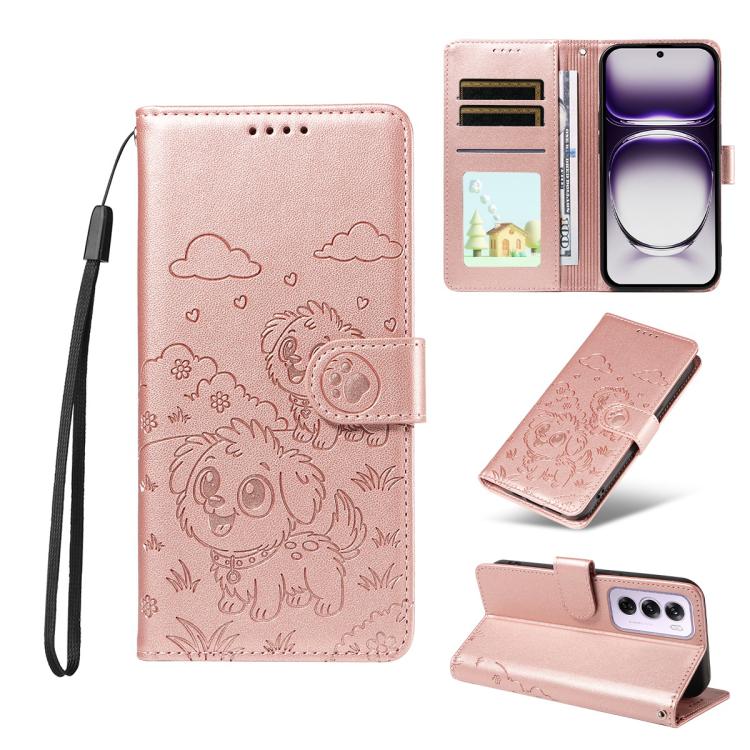 Embossed Heart Dog RFID Blocking Wallet Leather Phone Case, For OPPO Reno12 Pro 5G Global, For OPPO Reno12 Global, For OPPO Reno11 F / F25 Pro, For OPPO Reno11 5G Global, For OPPO Reno11 Pro Global, For OPPO A38 4G Global / A18 4G, For OPPO A58 4G     ...