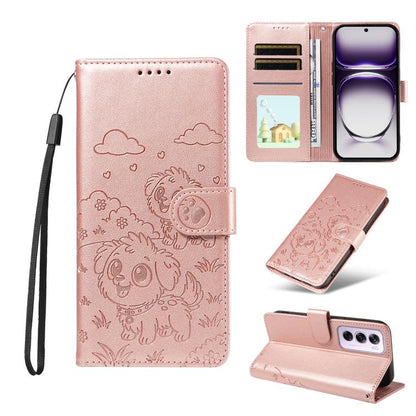 Embossed Heart Dog RFID Blocking Wallet Leather Phone Case, For OPPO Reno12 Pro 5G Global, For OPPO Reno12 Global, For OPPO Reno11 F / F25 Pro, For OPPO Reno11 5G Global, For OPPO Reno11 Pro Global, For OPPO A38 4G Global / A18 4G, For OPPO A58 4G     ...