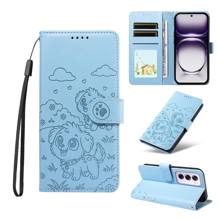 Embossed Heart Dog RFID Blocking Wallet Leather Phone Case, For OPPO Reno12 Pro 5G Global, For OPPO Reno12 Global, For OPPO Reno11 F / F25 Pro, For OPPO Reno11 5G Global, For OPPO Reno11 Pro Global, For OPPO A38 4G Global / A18 4G, For OPPO A58 4G     ...