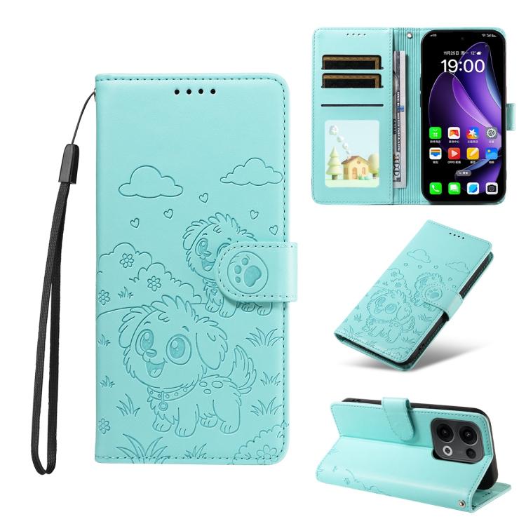 Embossed Heart Dog RFID Blocking Wallet Leather Phone Case, For OPPO A7 Pro Max 5G, For OPPO F33 Pro 5G Global, For OPPO Reno15 F Global, For OPPO Reno15 Global /15C, For OPPO A6 Pro 5G / A6X 5G Global, For OPPO Find X9, For OPPO A6 Pro 4G / 5G Global ...