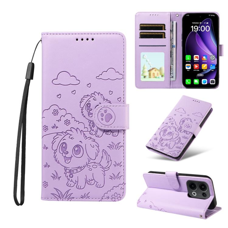 Embossed Heart Dog RFID Blocking Wallet Leather Phone Case, For OPPO A7 Pro Max 5G, For OPPO F33 Pro 5G Global, For OPPO Reno15 F Global, For OPPO Reno15 Global /15C, For OPPO A6 Pro 5G / A6X 5G Global, For OPPO Find X9, For OPPO A6 Pro 4G / 5G Global ...