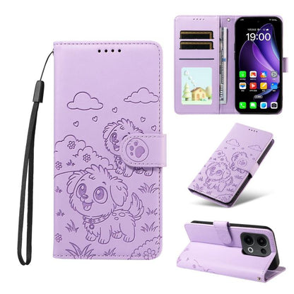 Embossed Heart Dog RFID Blocking Wallet Leather Phone Case, For OPPO A7 Pro Max 5G, For OPPO F33 Pro 5G Global, For OPPO Reno15 F Global, For OPPO Reno15 Global /15C, For OPPO A6 Pro 5G / A6X 5G Global, For OPPO Find X9, For OPPO A6 Pro 4G / 5G Global ...