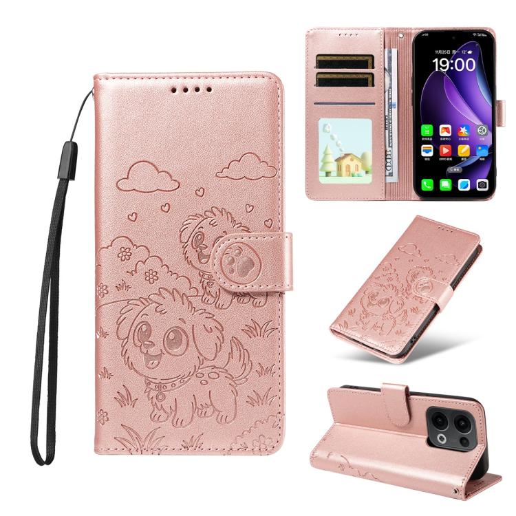 Embossed Heart Dog RFID Blocking Wallet Leather Phone Case, For OPPO A7 Pro Max 5G, For OPPO F33 Pro 5G Global, For OPPO Reno15 F Global, For OPPO Reno15 Global /15C, For OPPO A6 Pro 5G / A6X 5G Global, For OPPO Find X9, For OPPO A6 Pro 4G / 5G Global ...