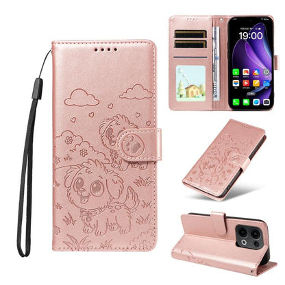 Embossed Heart Dog RFID Blocking Wallet Leather Phone Case, For OPPO A7 Pro Max 5G, For OPPO F33 Pro 5G Global, For OPPO Reno15 F Global, For OPPO Reno15 Global /15C, For OPPO A6 Pro 5G / A6X 5G Global, For OPPO Find X9, For OPPO A6 Pro 4G / 5G Global ...