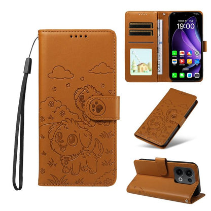 Embossed Heart Dog RFID Blocking Wallet Leather Phone Case, For OPPO A7 Pro Max 5G, For OPPO F33 Pro 5G Global, For OPPO Reno15 F Global, For OPPO Reno15 Global /15C, For OPPO A6 Pro 5G / A6X 5G Global, For OPPO Find X9, For OPPO A6 Pro 4G / 5G Global ...
